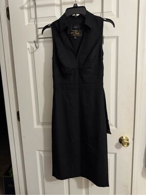 J. Crew Nova Fides Black Sleeveless Collared Midi Dress